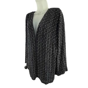 Marina Rinaldi Jacket Womens 27 US 18 Black Silk Beaded Kimono Evening Italy